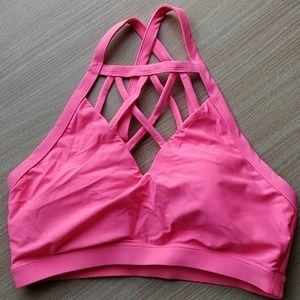 Neon Coral strappy halter style bikini top